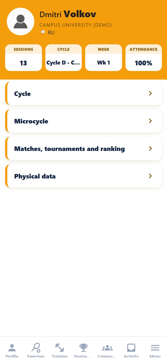 Activity in the app