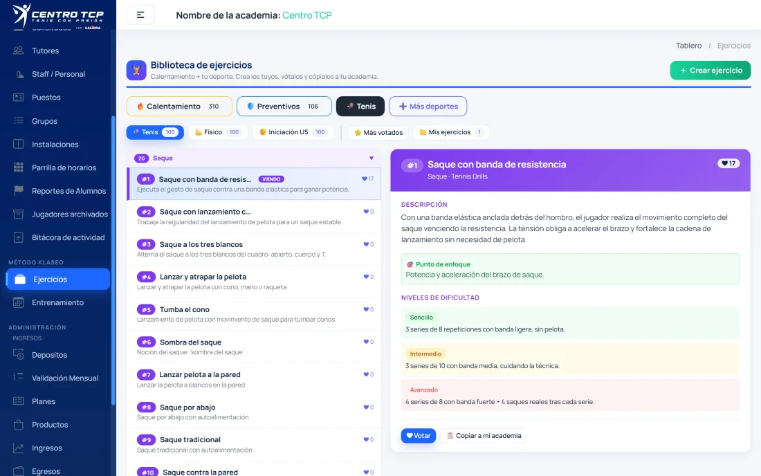 TCP dashboard